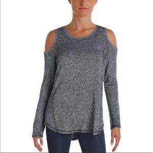 Aqua cold shoulder cashmere sweater